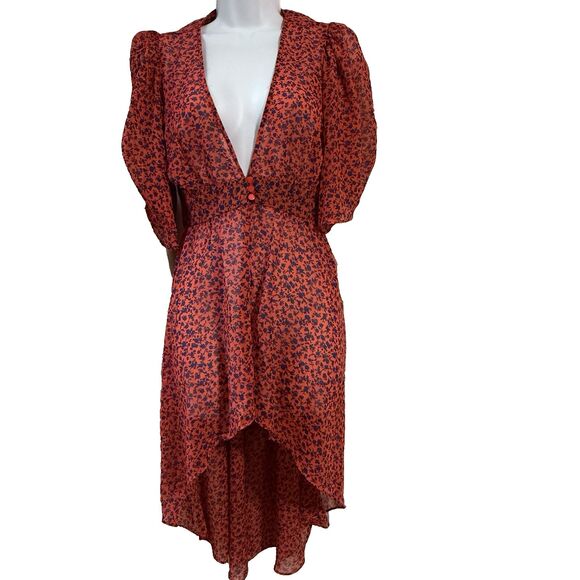 &harmony kimono sz S Red/orange Floral Cover up duster Semi sheer beach summer - Picture 1 of 8